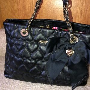 Betsey Johnson black floral tote.